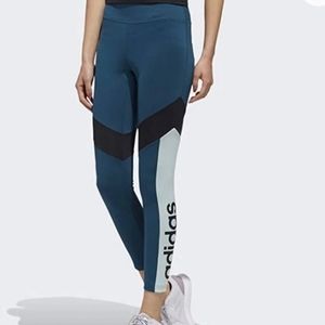Adidas Legging Womens S  7/8 Climalite Colorblock Logo Moisture Wicking Stretchy